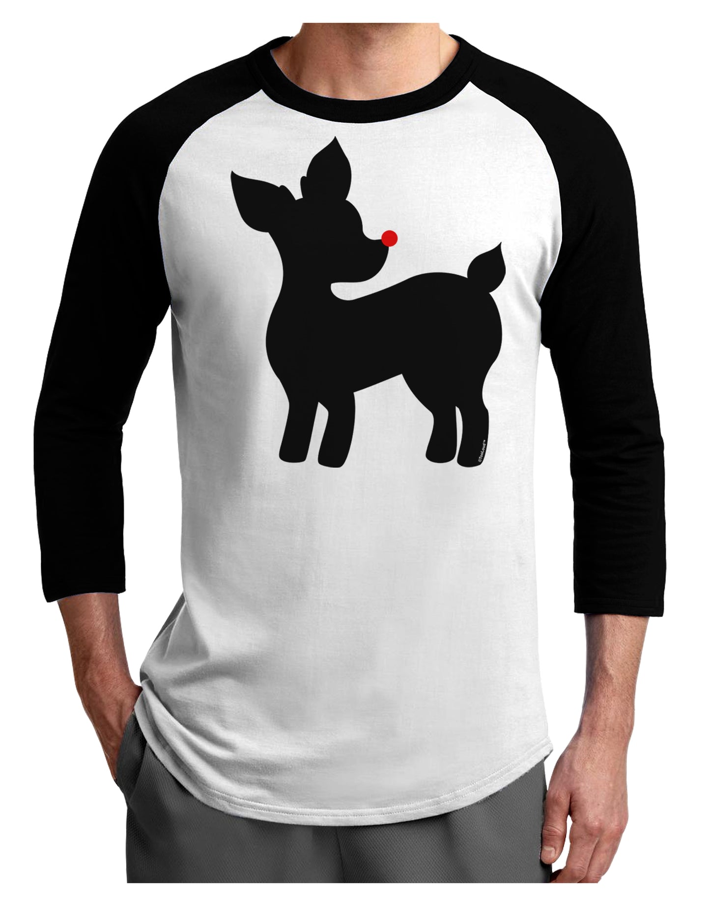 Cute Rudolph Silhouette - Christmas Adult Raglan Shirt by TooLoud-TooLoud-White-Black-X-Small-Davson Sales