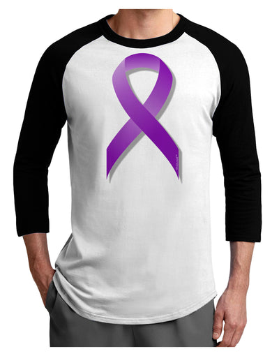 Crohn’s Disease Awareness Ribbon - Purple Adult Raglan Shirt-TooLoud-White-Black-X-Small-Davson Sales