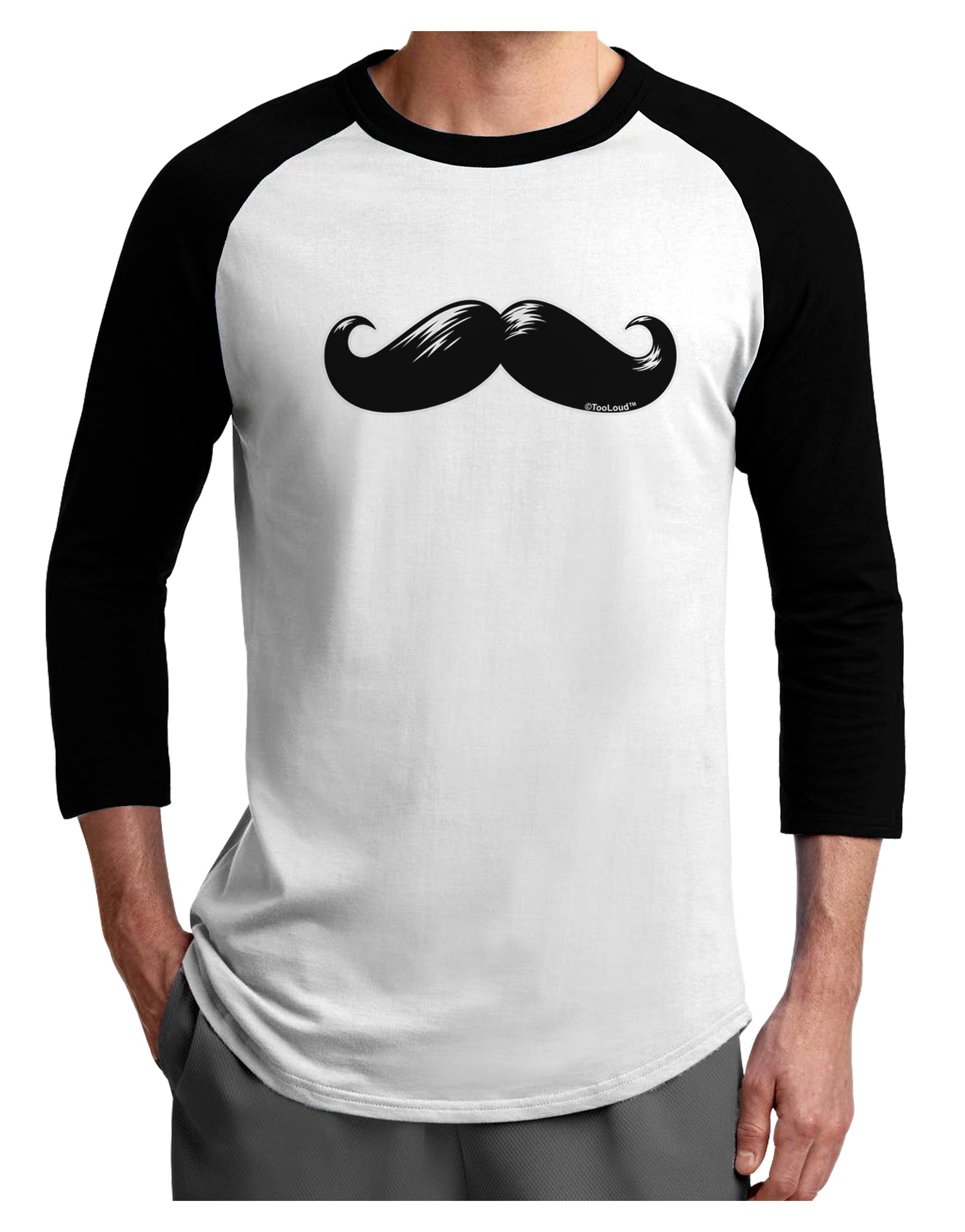 Big Black Mustache Adult Raglan Shirt-Raglan Shirt-TooLoud-White-Black-X-Small-Davson Sales