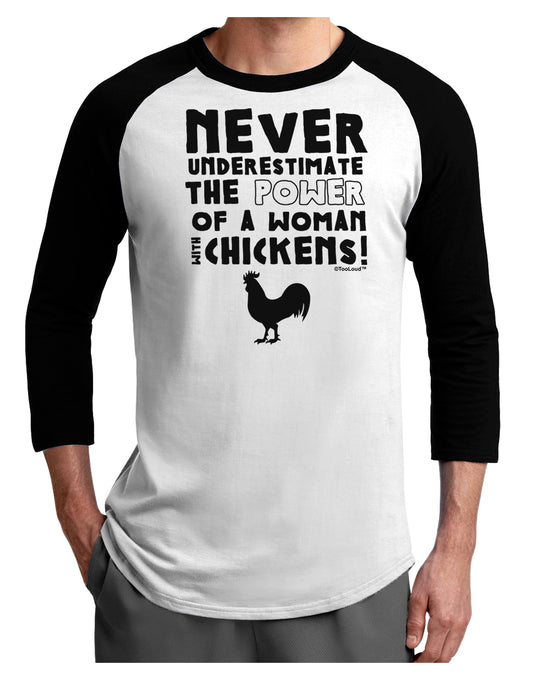 A Woman With Chickens Adult Raglan Shirt-Raglan Shirt-TooLoud-White-Black-X-Small-Davson Sales