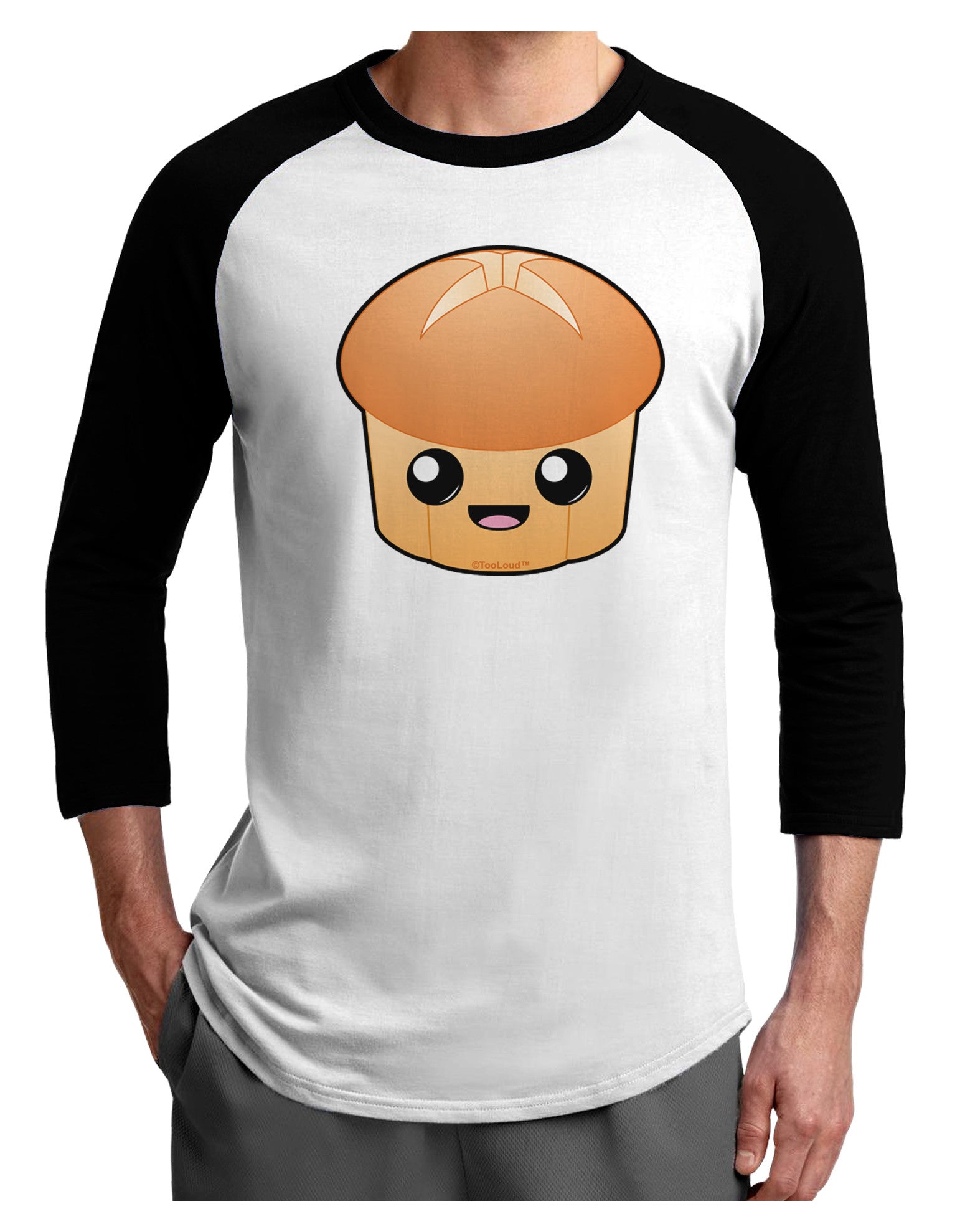 Cute Dinner Roll Adult Raglan Shirt-TooLoud-White-Black-X-Small-Davson Sales