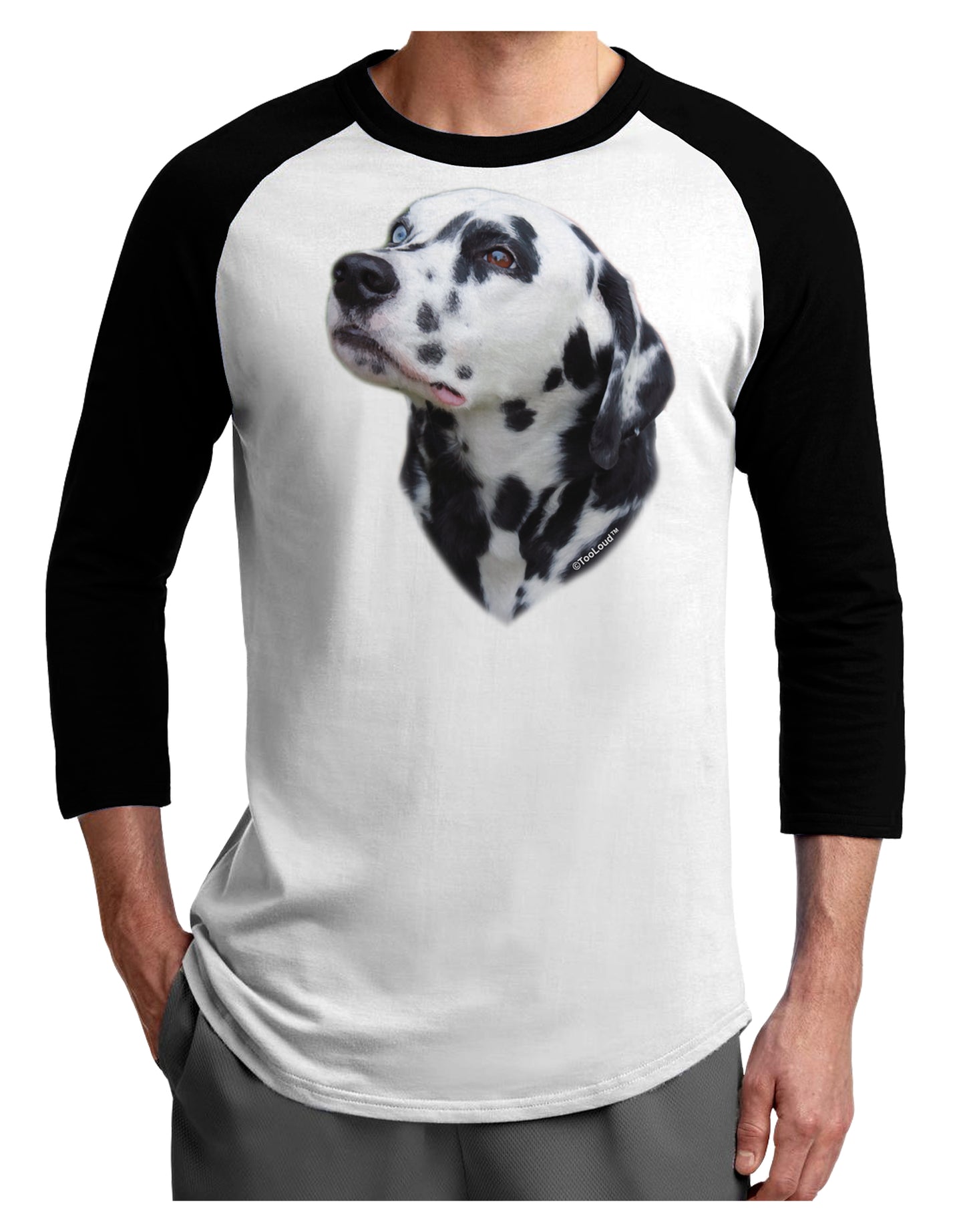 Dalmatian Portrait Adult Raglan Shirt by TooLoud-TooLoud-White-Black-X-Small-Davson Sales