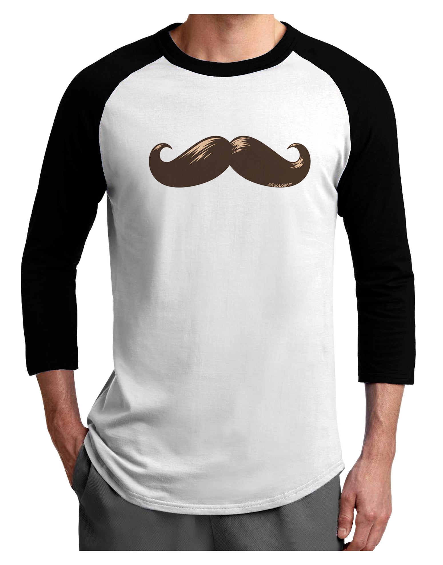 Big Brown Mustache Adult Raglan Shirt-Raglan Shirt-TooLoud-White-Black-X-Small-Davson Sales