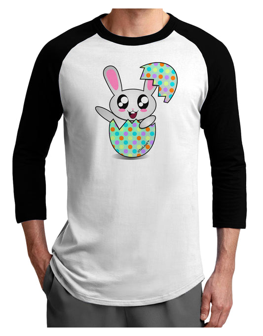 Bunny Hatching From Egg Adult Raglan Shirt-TooLoud-White-Black-X-Small-Davson Sales