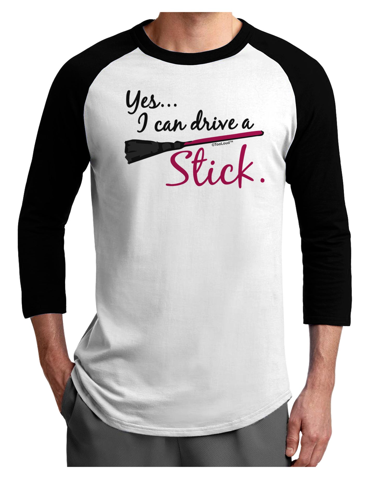 Drive Stick Pink Adult Raglan Shirt-Raglan Shirt-TooLoud-White-Black-X-Small-Davson Sales