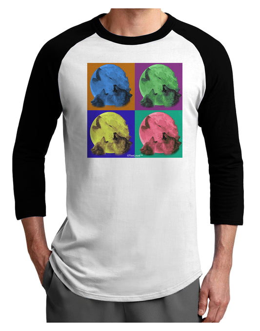 Three Wolves Howling - Pop-Art #2 Adult Raglan Shirt by TooLoud-TooLoud-White-Black-X-Small-Davson Sales