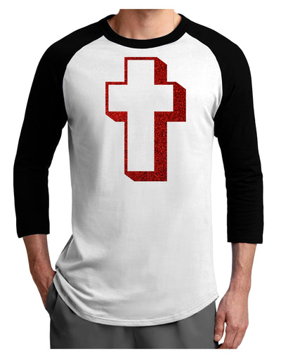 Simple Cross Design Glitter - Red Adult Raglan Shirt by TooLoud-TooLoud-White-Black-X-Small-Davson Sales