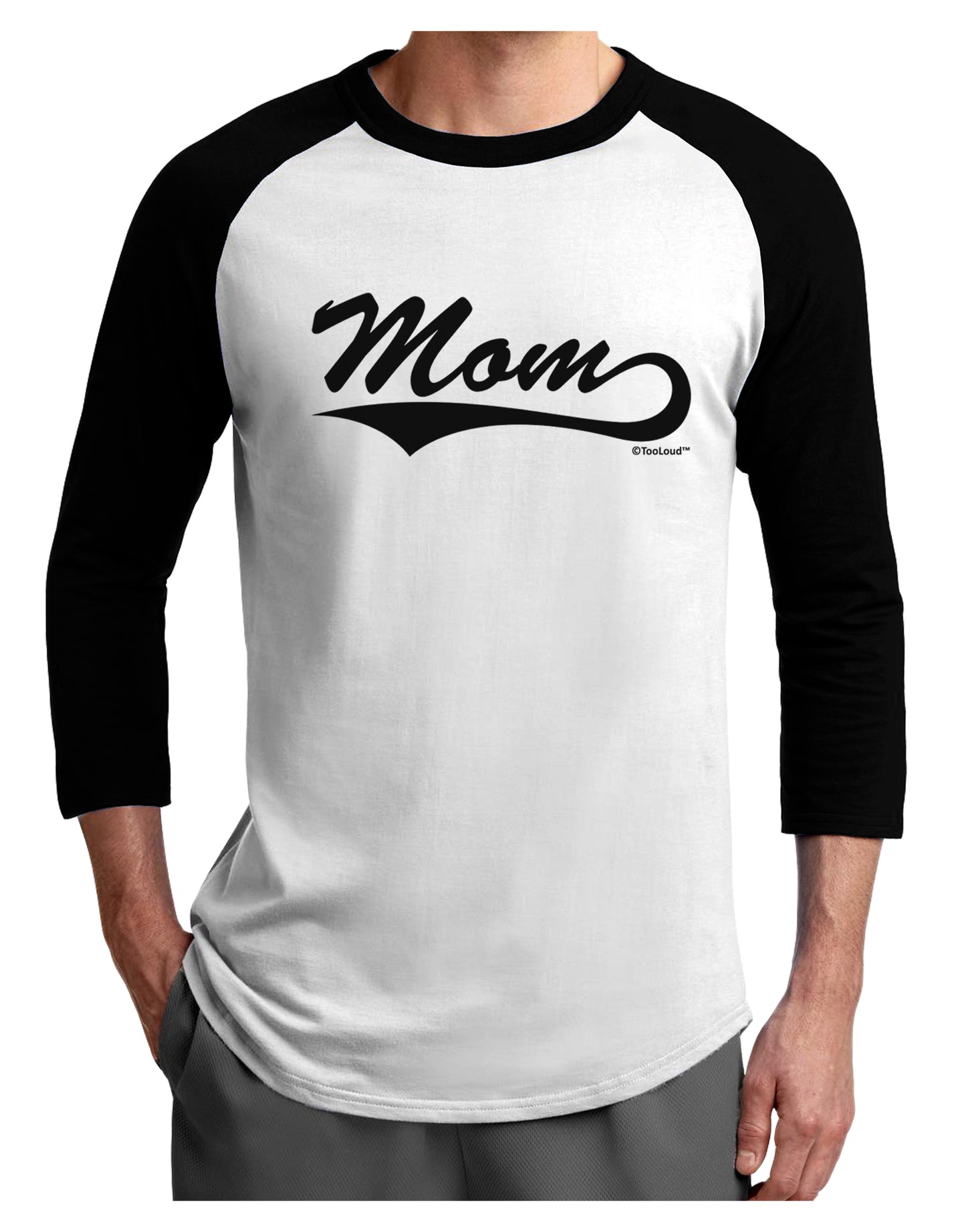 Mom - Sports Tail Script Adult Raglan Shirt by TooLoud-TooLoud-White-Black-X-Small-Davson Sales