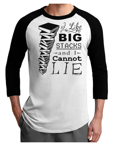 I Like Big Stacks -of books- Adult Raglan Shirt-TooLoud-White-Black-X-Small-Davson Sales