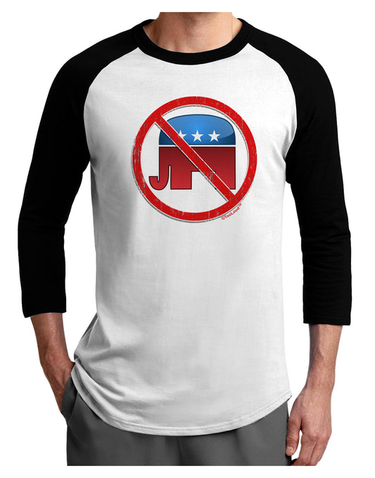 Distressed No Republicans Sign Adult Raglan Shirt-Raglan Shirt-TooLoud-White-Black-X-Small-Davson Sales