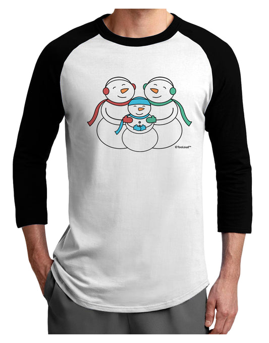 Cute Snowman Family with Boy Adult Raglan Shirt by TooLoud-TooLoud-White-Black-X-Small-Davson Sales