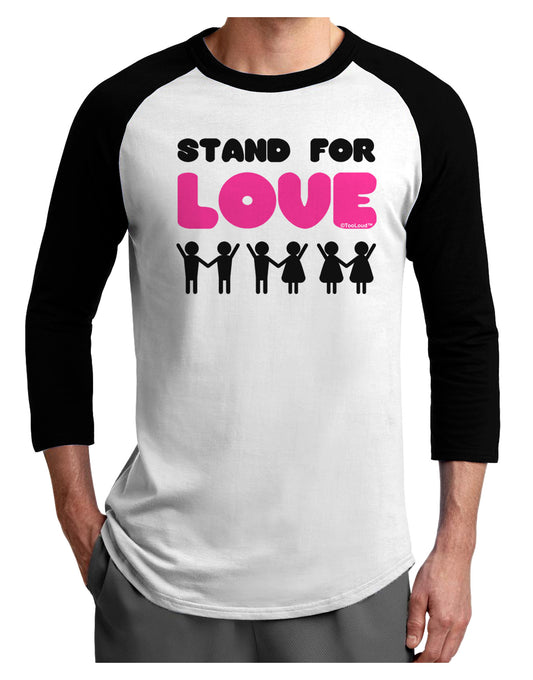 Stand For Love Pink Adult Raglan Shirt-TooLoud-White-Black-X-Small-Davson Sales