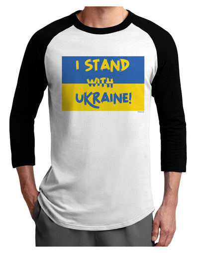 I stand with Ukraine Flag Adult Raglan Shirt-Mens T-Shirt-TooLoud-White-Black-X-Small-Davson Sales