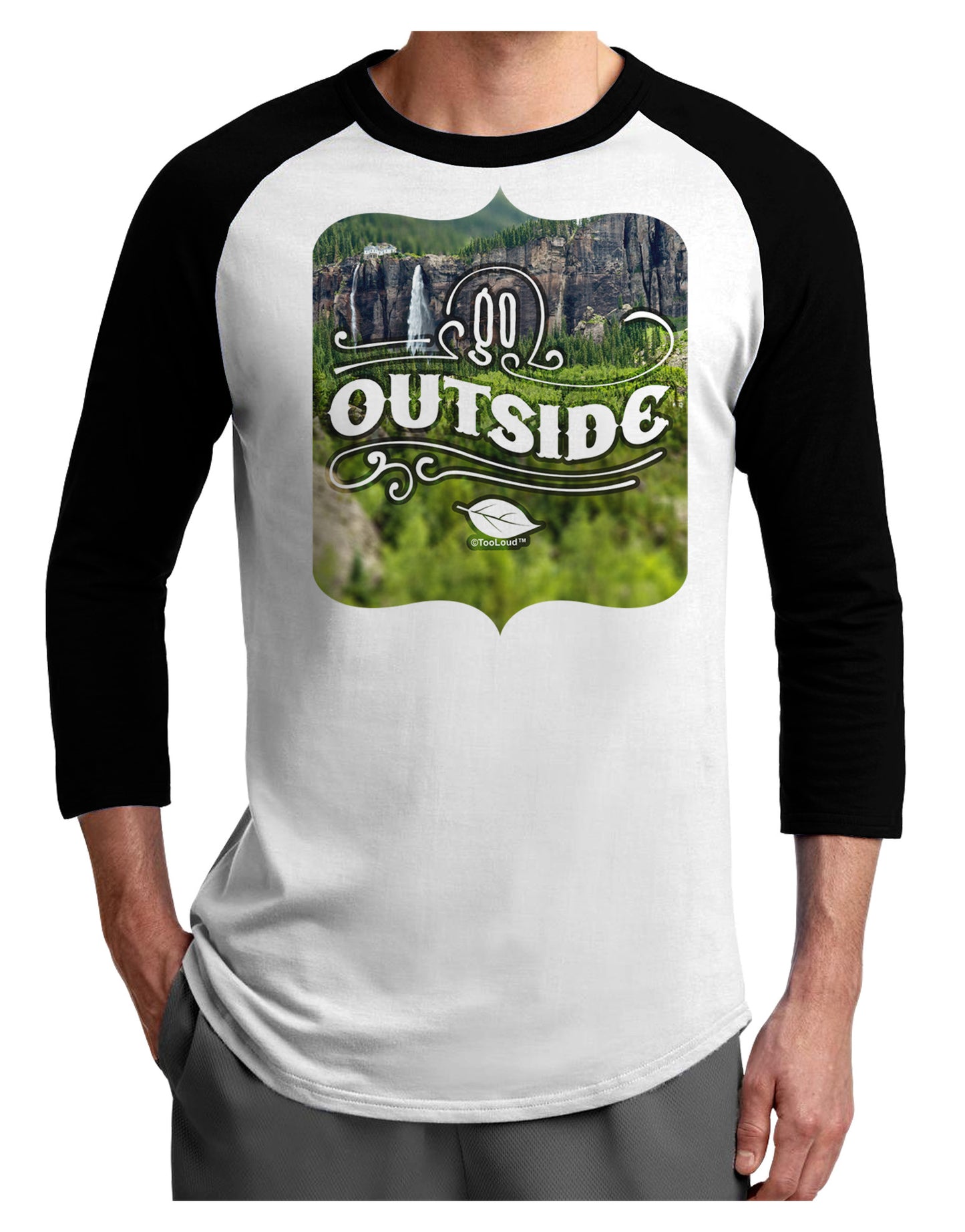 Go Outside - Beautiful Cliffs Adult Raglan Shirt by-Raglan Shirt-TooLoud-White-Black-X-Small-Davson Sales