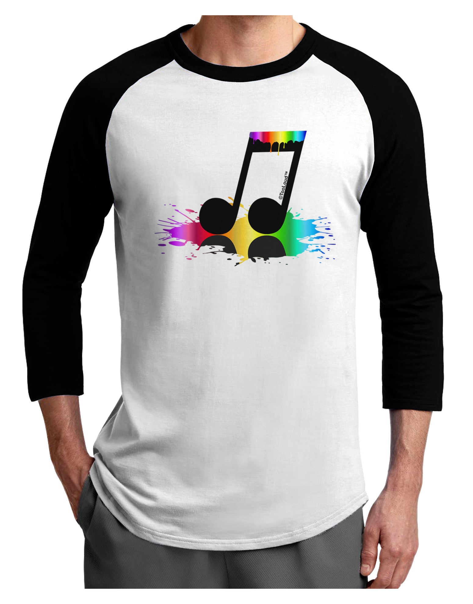 Paint Music Note Adult Raglan Shirt-Raglan Shirt-TooLoud-White-Black-X-Small-Davson Sales
