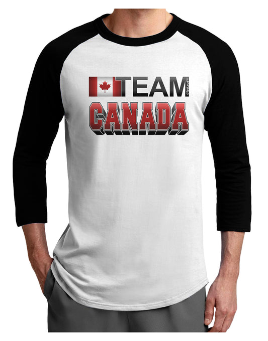 Sporty Team Canada Adult Raglan Shirt-Raglan Shirt-TooLoud-White-Black-X-Small-Davson Sales