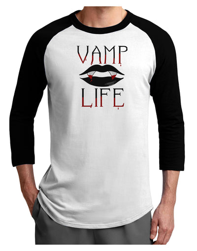 Vamp Life Adult Raglan Shirt-TooLoud-White-Black-X-Small-Davson Sales