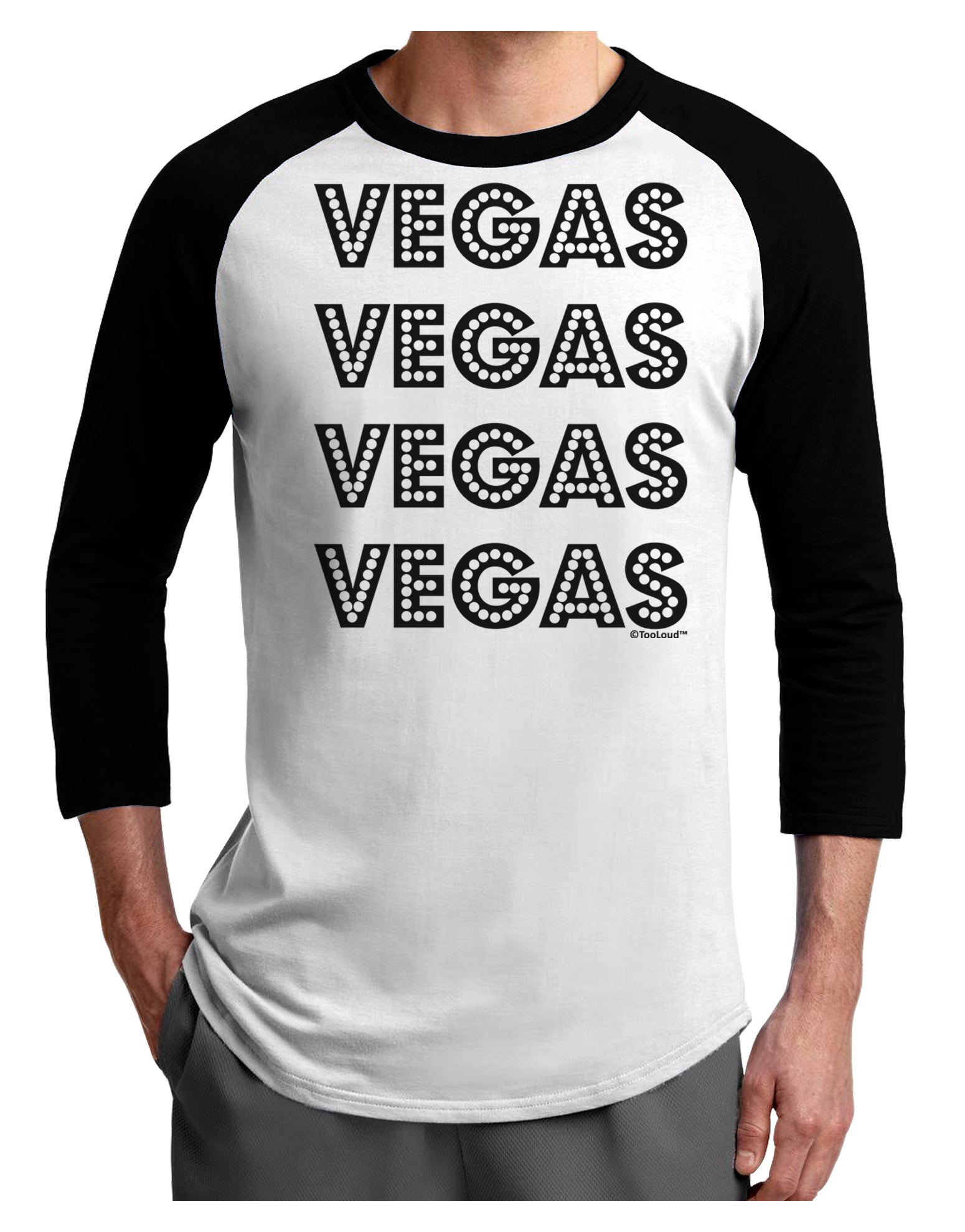 Vegas - Vegas Style Show Lights Adult Raglan Shirt by TooLoud-TooLoud-White-Black-X-Small-Davson Sales