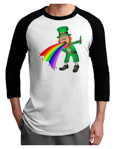 Puking Rainbow Leprechaun Adult Raglan Shirt-Raglan Shirt-TooLoud-White-Black-X-Small-Davson Sales