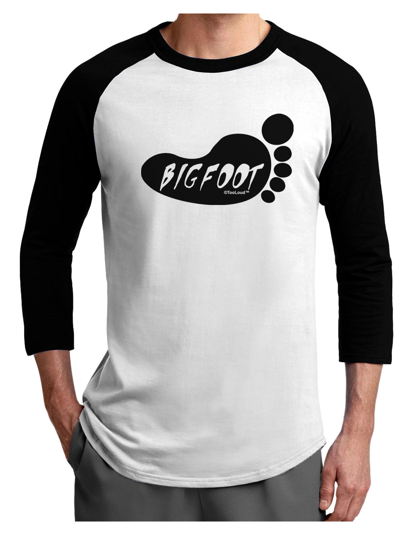 Bigfoot Adult Raglan Shirt by TooLoud-TooLoud-White-Black-X-Small-Davson Sales