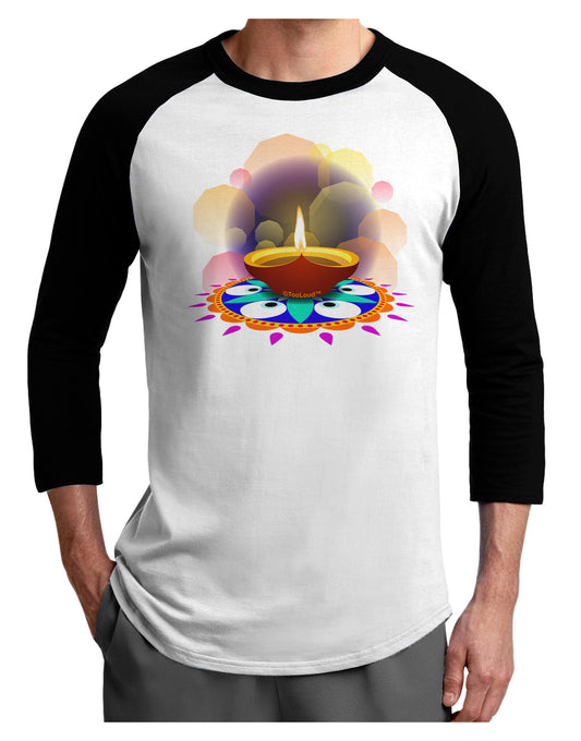 Festive Diya and Rangoli Adult Raglan Shirt by-Raglan Shirt-TooLoud-White-Black-X-Small-Davson Sales