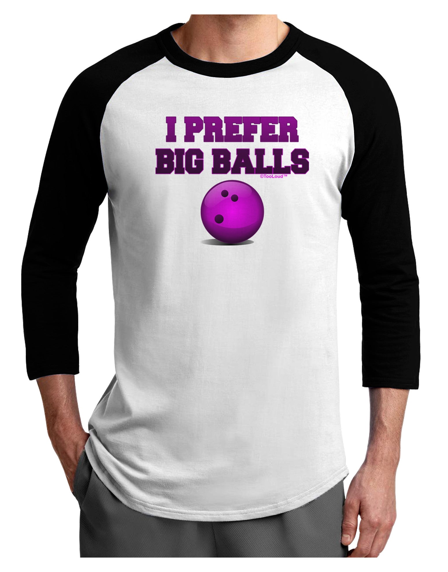 I Prefer Big Balls - Bowling Adult Raglan Shirt-Raglan Shirt-TooLoud-White-Black-X-Small-Davson Sales