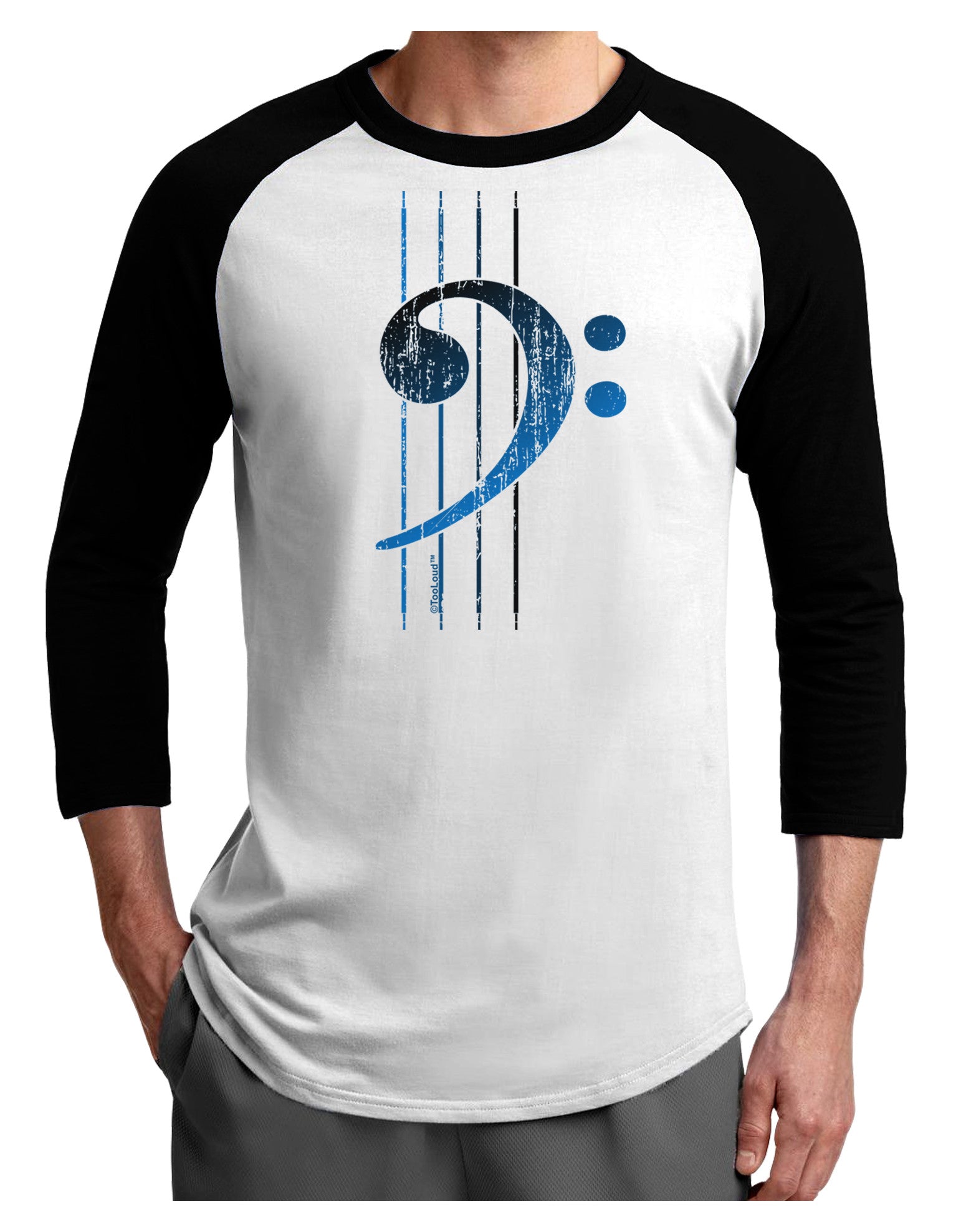 Distressed Bass Strings Adult Raglan Shirt-Raglan Shirt-TooLoud-White-Black-X-Small-Davson Sales