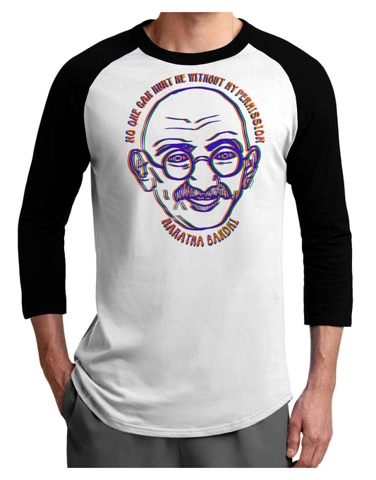 TooLoud No one can hurt me without my permission Ghandi Adult Raglan Shirt-Mens-Tshirts-TooLoud-White-Black-X-Small-Davson Sales