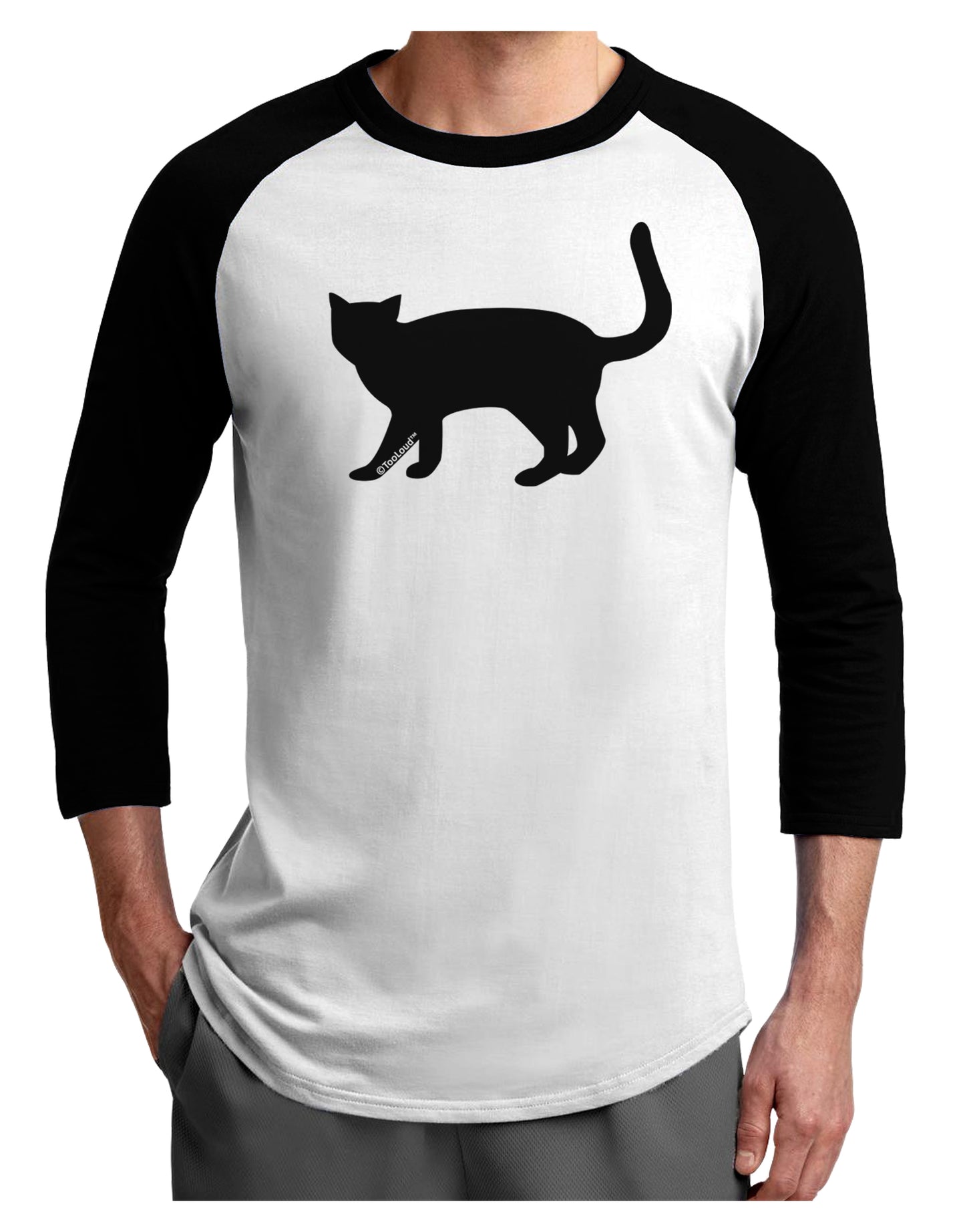 Cat Silhouette Design Adult Raglan Shirt by TooLoud-TooLoud-White-Black-X-Small-Davson Sales