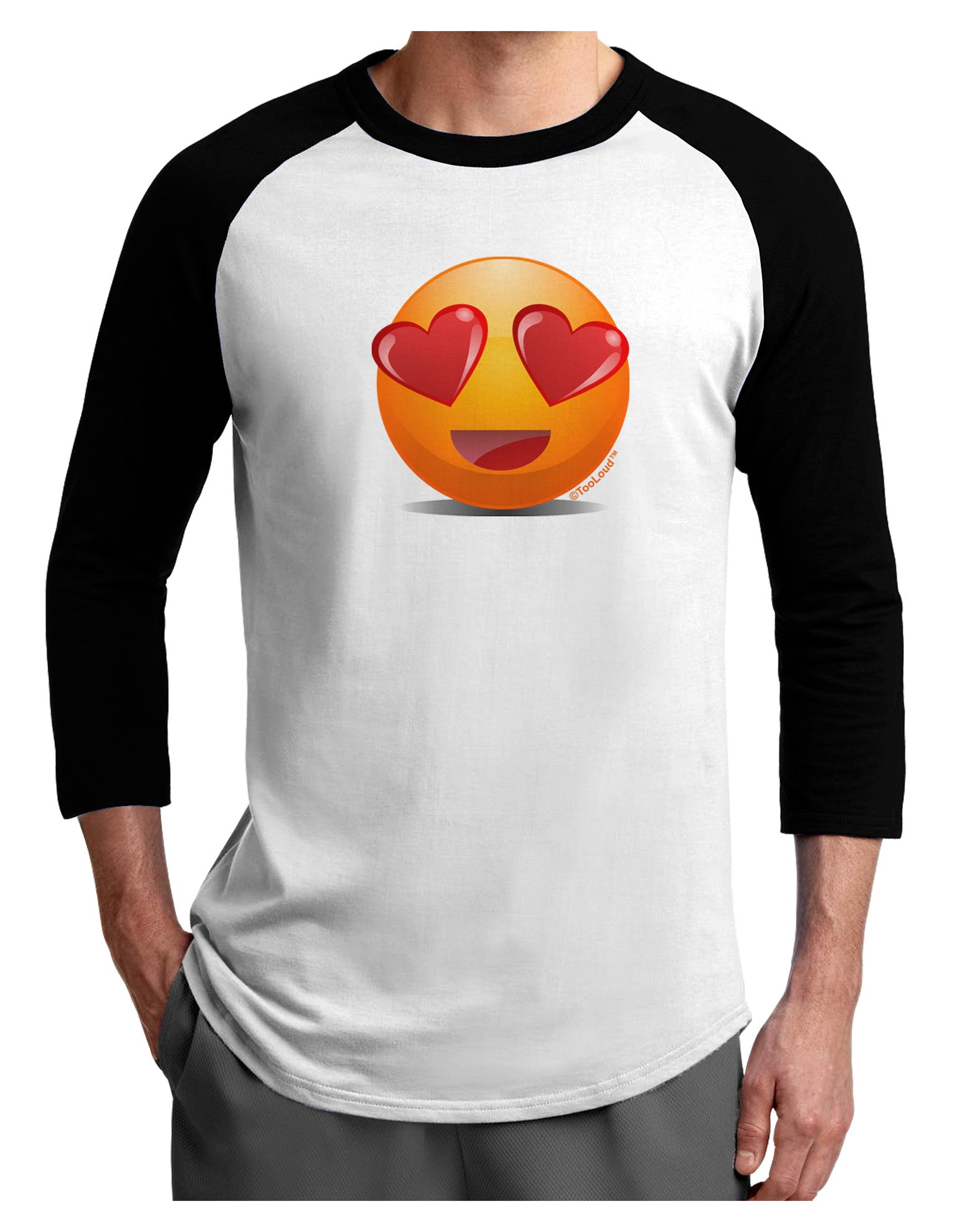 Heart Eye Emoji Adult Raglan Shirt-Raglan Shirt-TooLoud-White-Black-X-Small-Davson Sales
