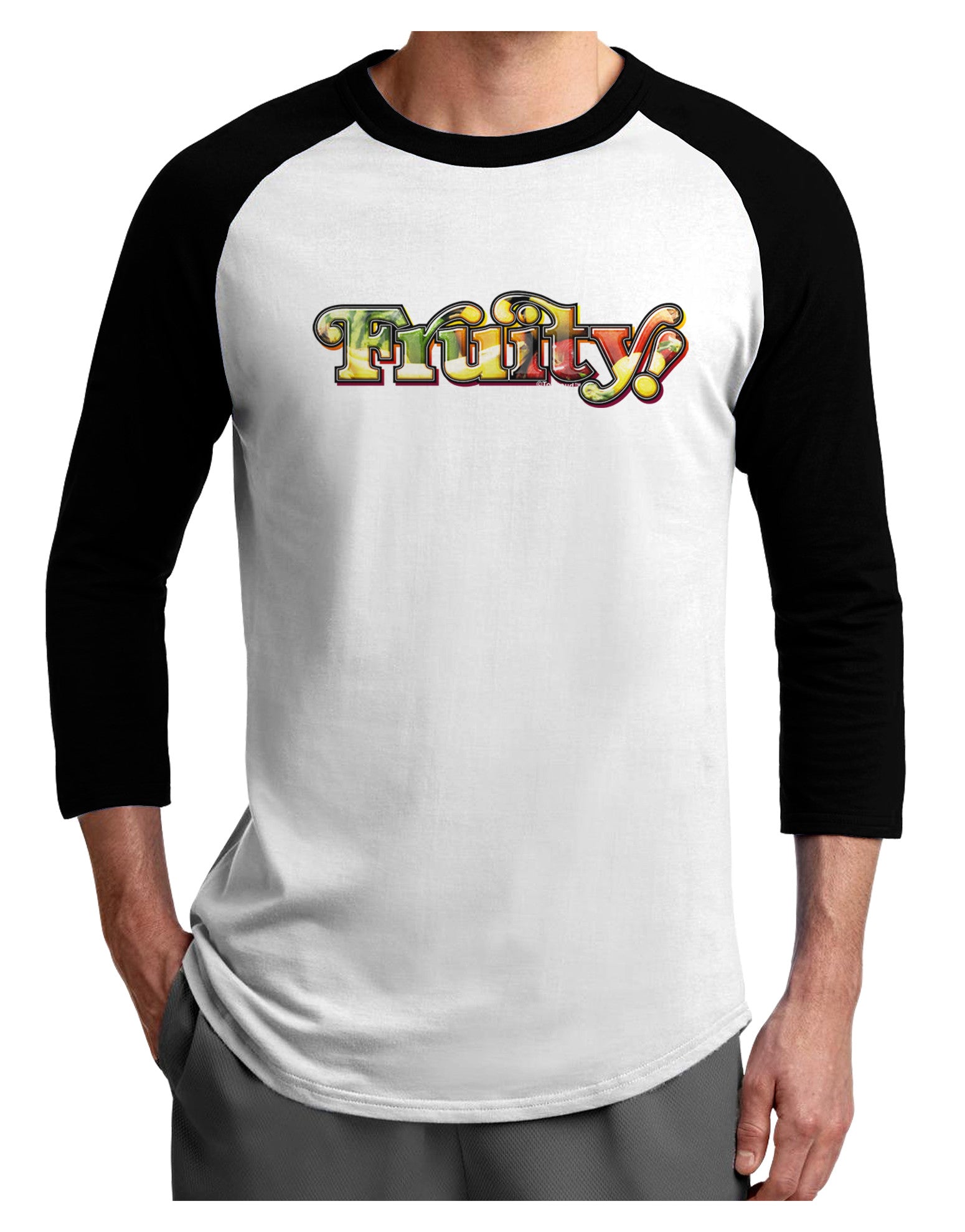 Fruity Text Adult Raglan Shirt-Raglan Shirt-TooLoud-White-Black-X-Small-Davson Sales