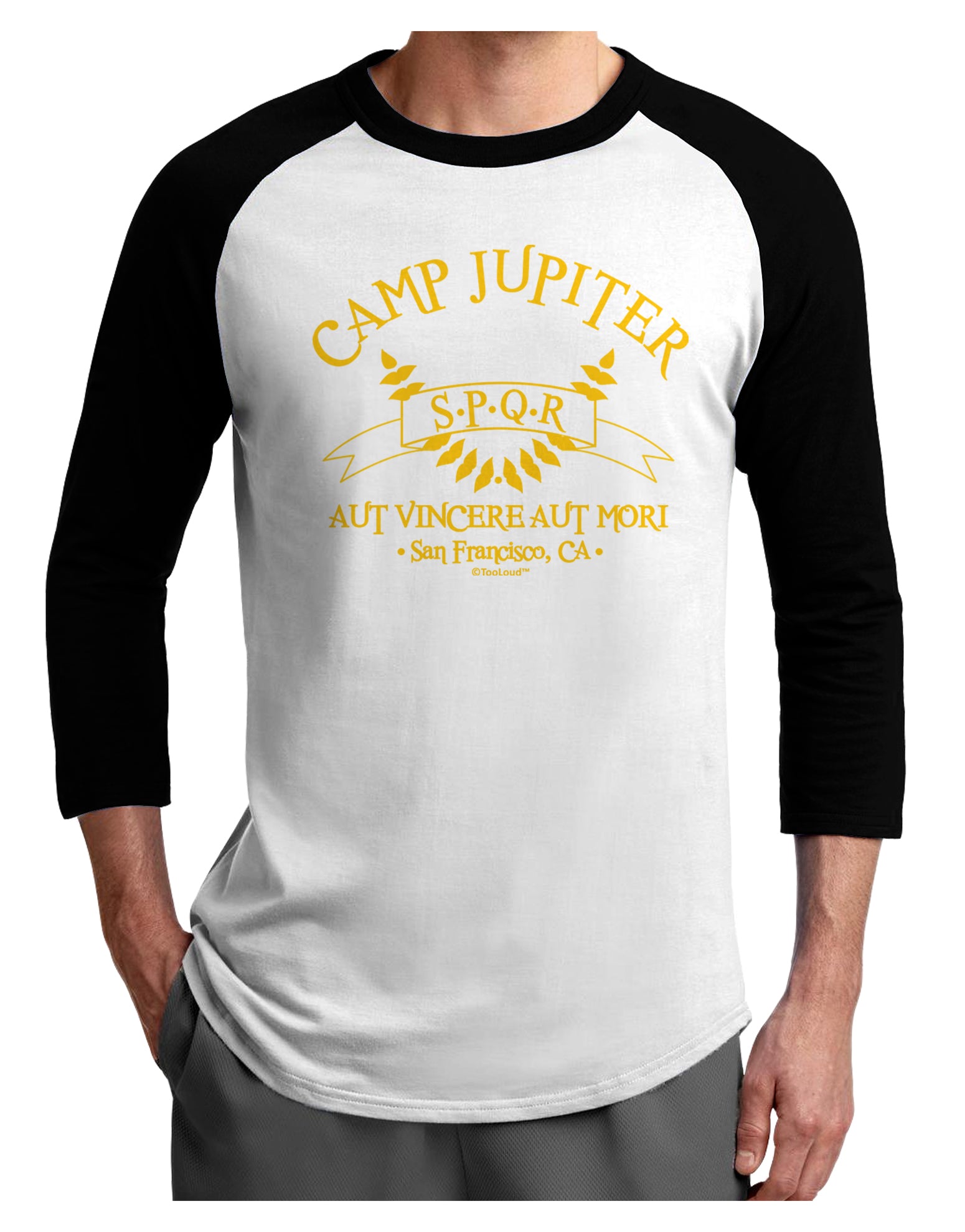 Camp Jupiter - SPQR Banner - Gold Adult Raglan Shirt by TooLoud-TooLoud-White-Black-X-Small-Davson Sales