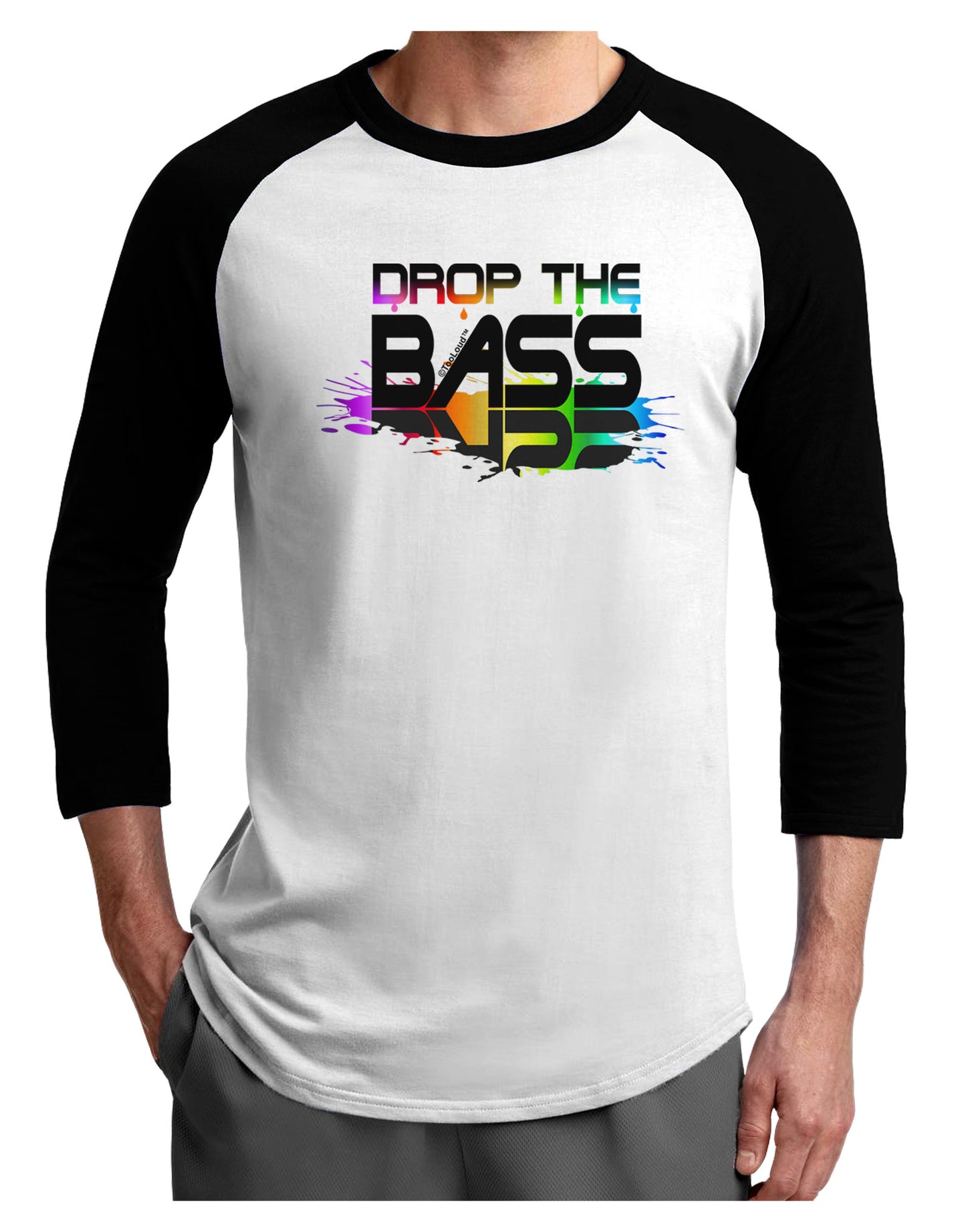 Paint Drop The Bass Adult Raglan Shirt-Raglan Shirt-TooLoud-White-Black-X-Small-Davson Sales