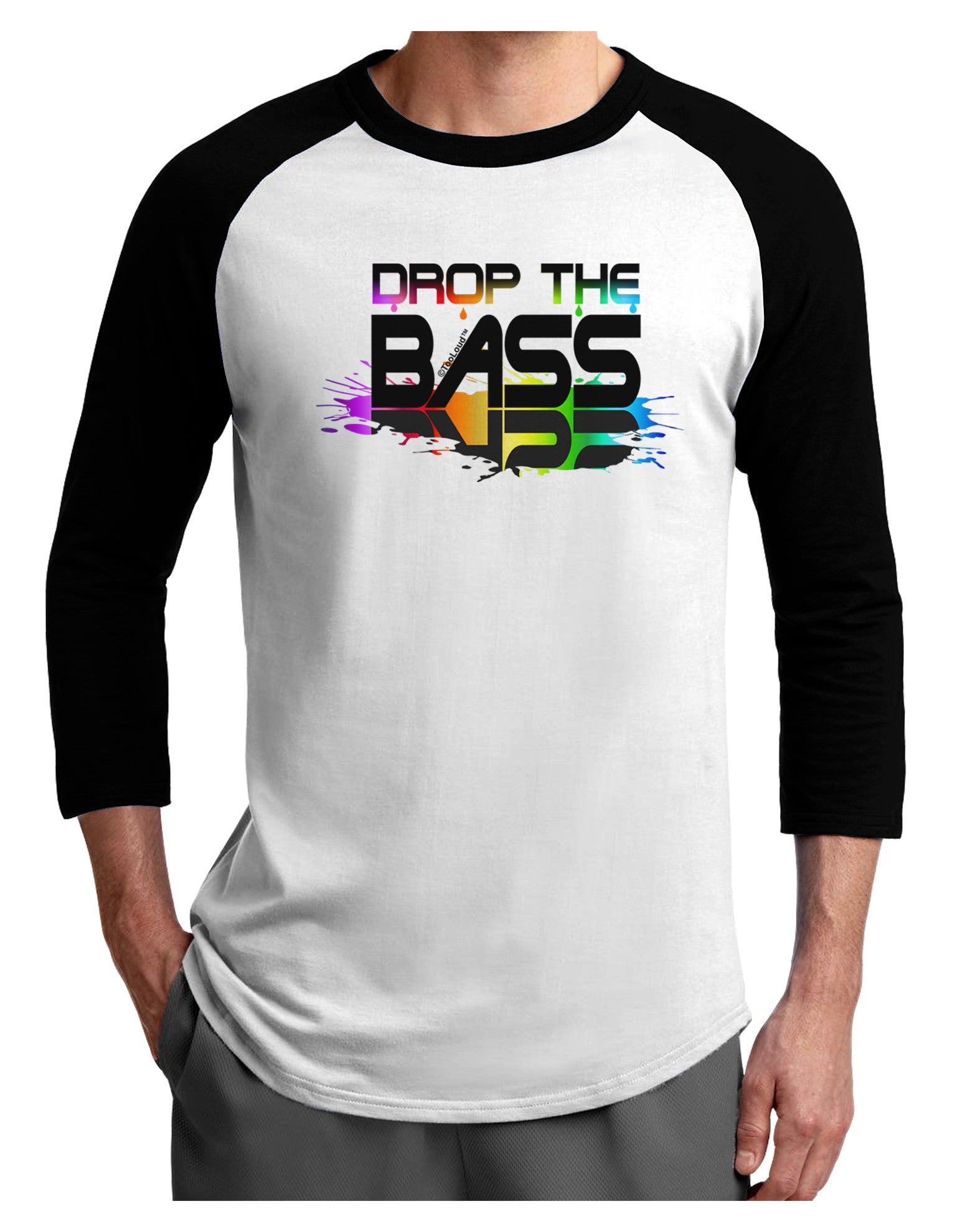 Paint Drop The Bass Adult Raglan Shirt-Raglan Shirt-TooLoud-White-Black-X-Small-Davson Sales