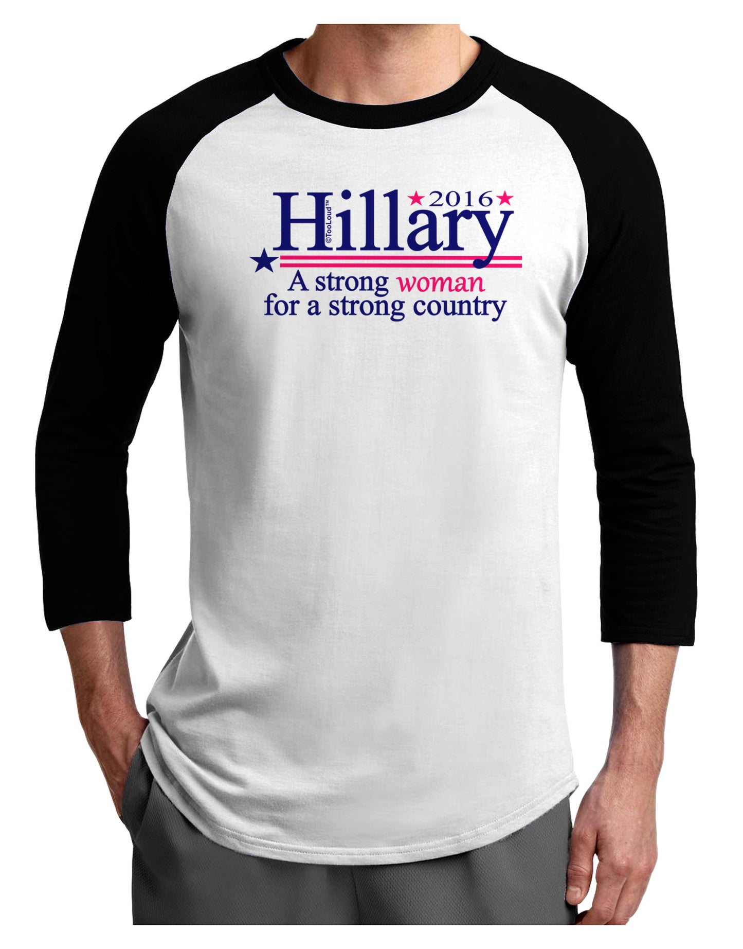 Hillary A Strong Woman Adult Raglan Shirt-Raglan Shirt-TooLoud-White-Black-X-Small-Davson Sales