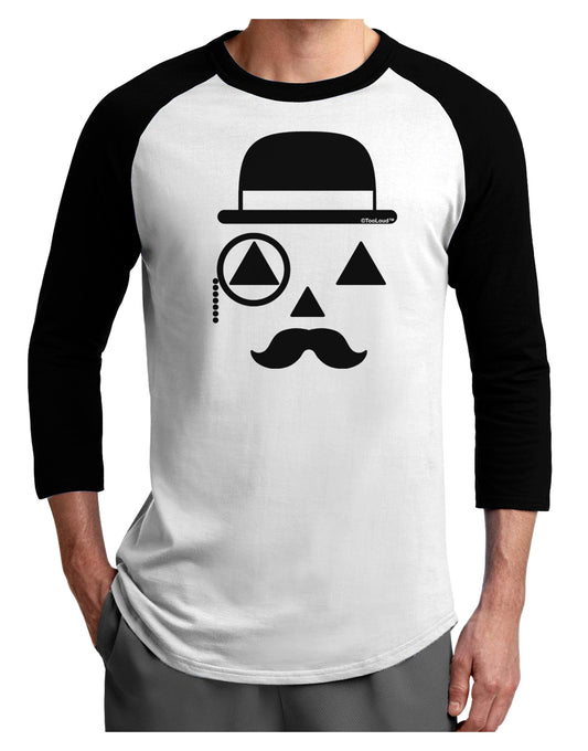 Gentleman Jack-o-lantern Adult Raglan Shirt-TooLoud-White-Black-X-Small-Davson Sales