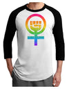 Rainbow Distressed Feminism Symbol Adult Raglan Shirt-TooLoud-White-Black-X-Small-Davson Sales