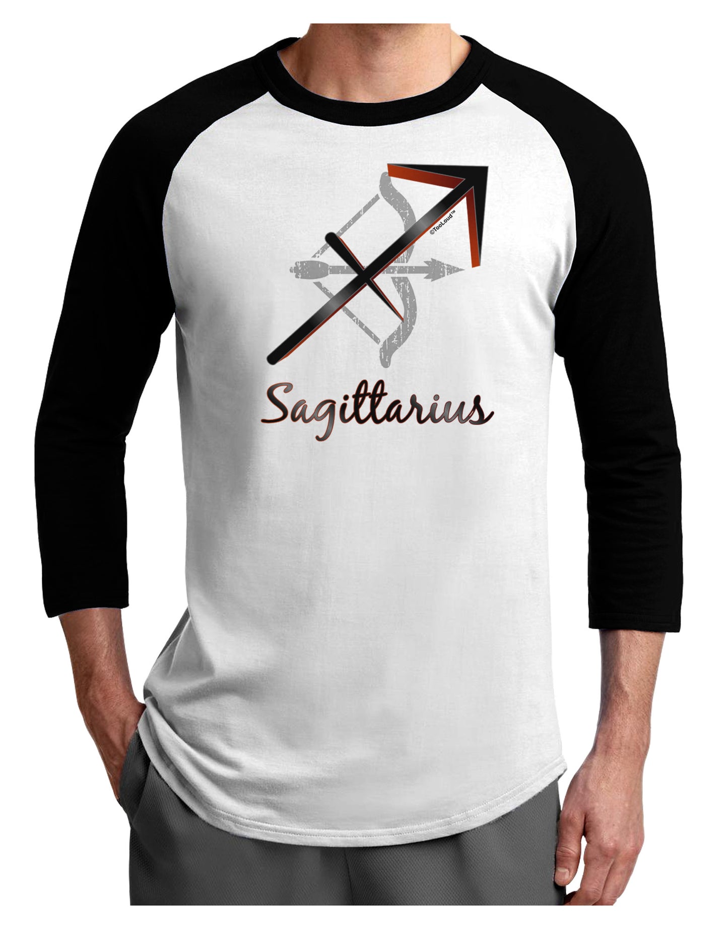 Sagittarius Symbol Adult Raglan Shirt-TooLoud-White-Black-X-Small-Davson Sales
