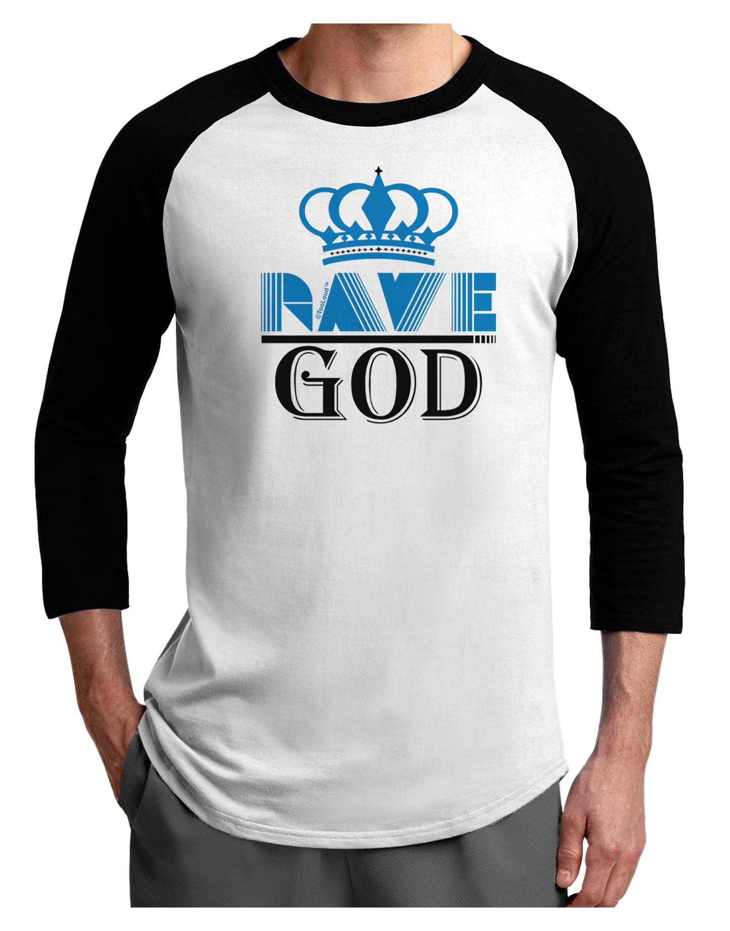 Rave God Adult Raglan Shirt-Raglan Shirt-TooLoud-White-Black-X-Small-Davson Sales