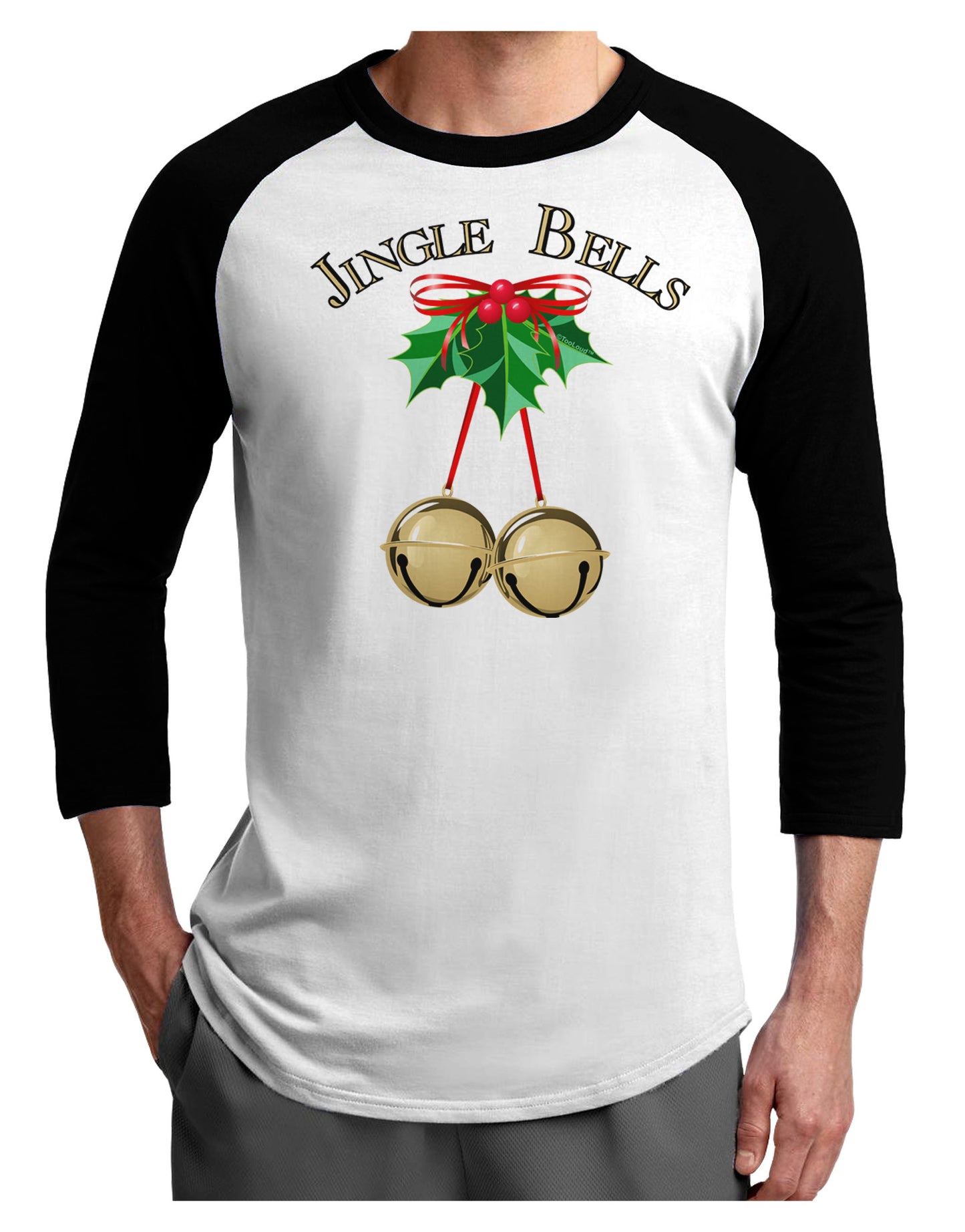 Jingle Bells Adult Raglan Shirt by-Raglan Shirt-TooLoud-White-Black-X-Small-Davson Sales