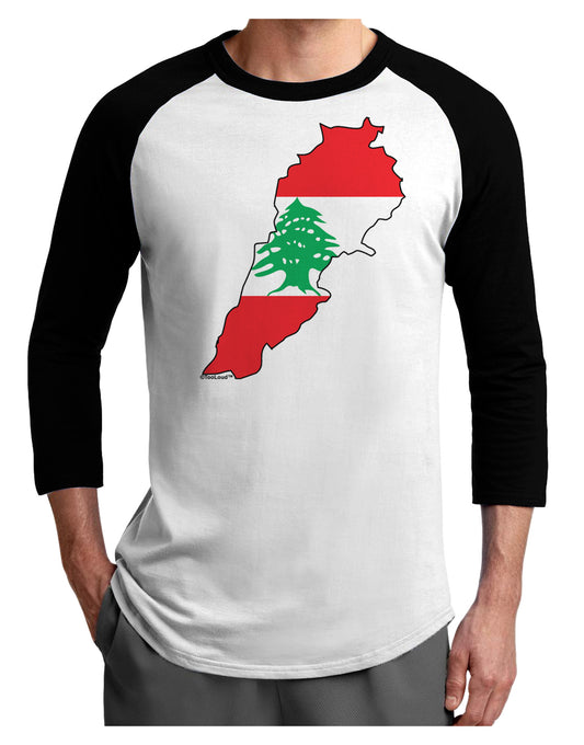Lebanon Flag Silhouette Adult Raglan Shirt-TooLoud-White-Black-X-Small-Davson Sales