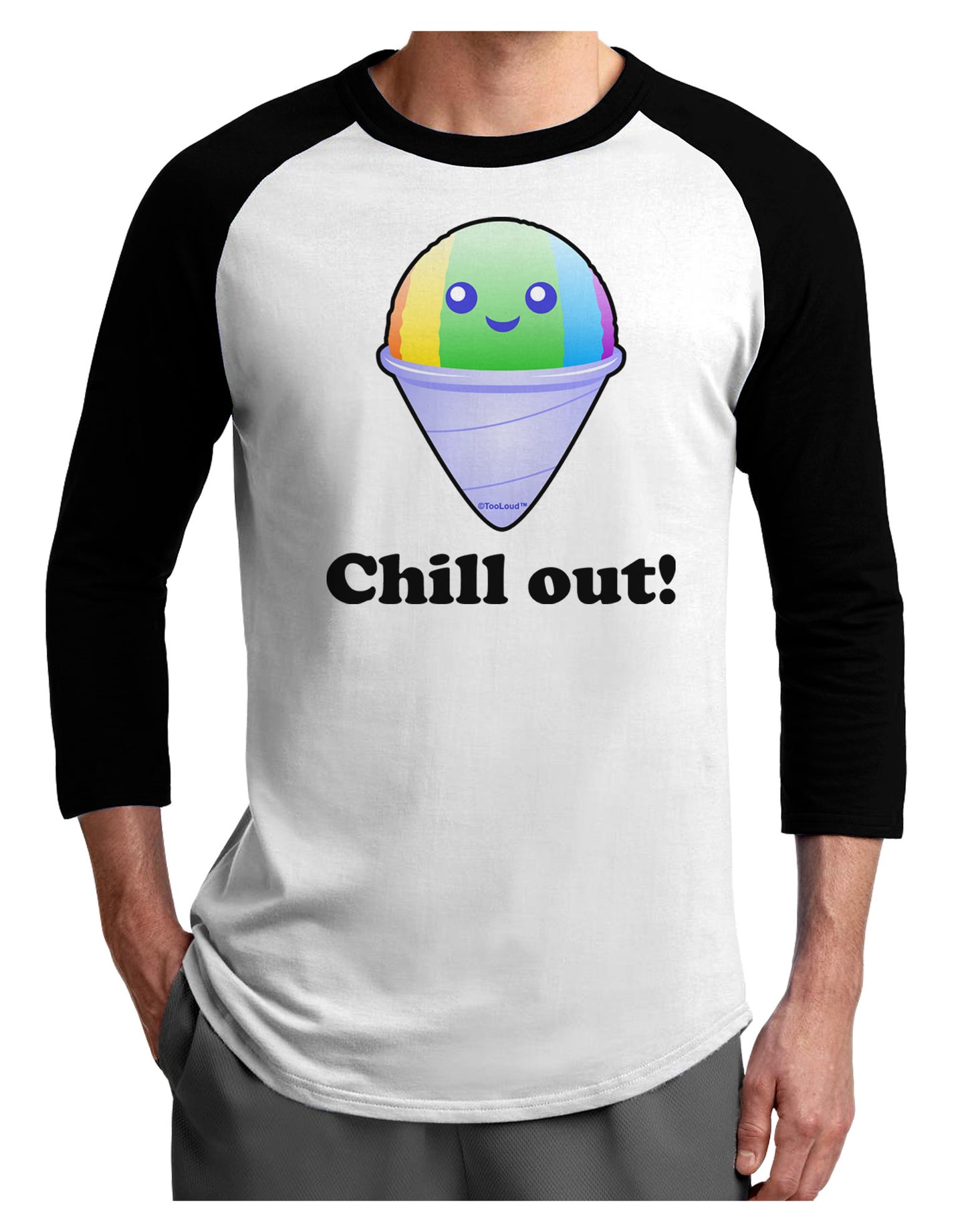 Cute Shaved Ice Chill Out Adult Raglan Shirt-Raglan Shirt-TooLoud-White-Black-X-Small-Davson Sales