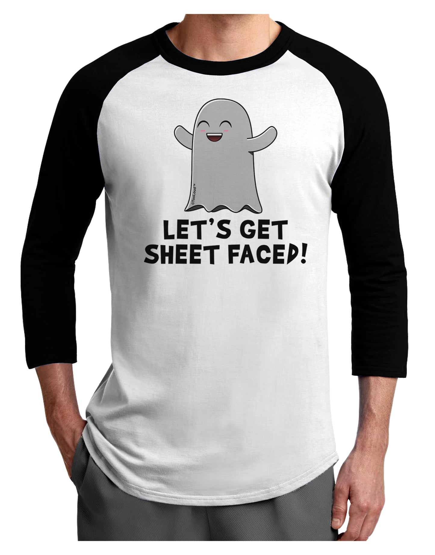 Let's Get Sheet Faced Adult Raglan Shirt by TooLoud-TooLoud-White-Black-X-Small-Davson Sales