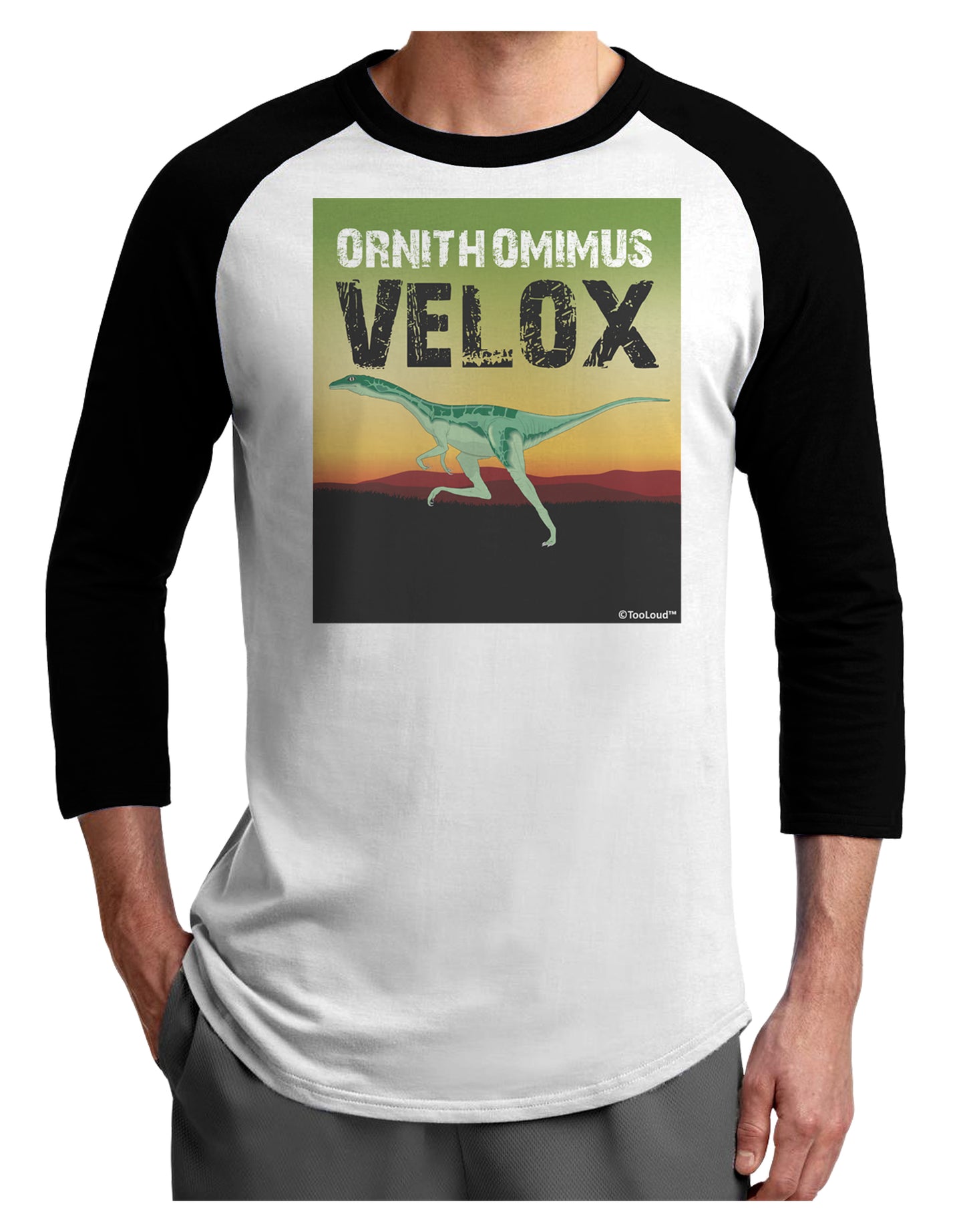 Ornithomimus Velox - With Name Adult Raglan Shirt by TooLoud-TooLoud-White-Black-X-Small-Davson Sales