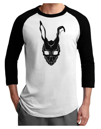 Scary Bunny Face Black Adult Raglan Shirt-TooLoud-White-Black-X-Small-Davson Sales
