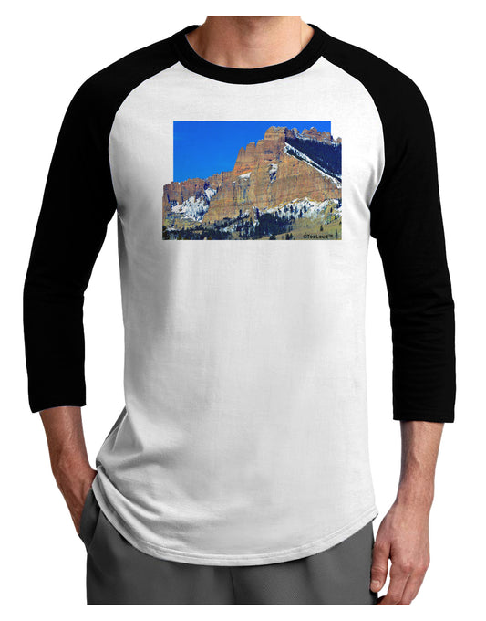 Colorado Snowy Mountains Cutout Adult Raglan Shirt-Raglan Shirt-TooLoud-White-Black-X-Small-Davson Sales