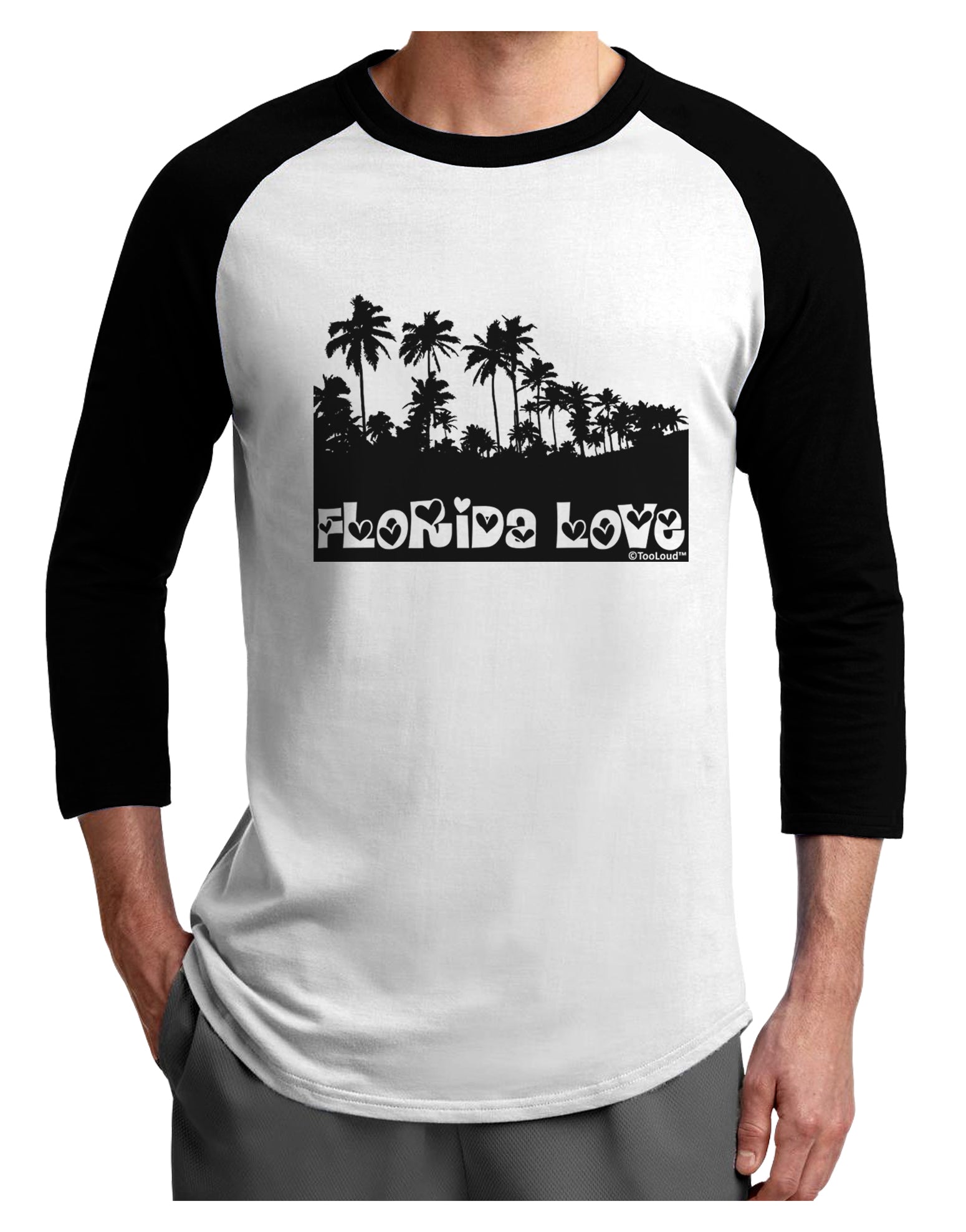 Florida Love - Palm Trees Cutout Design Adult Raglan Shirt by TooLoud-TooLoud-White-Black-X-Small-Davson Sales