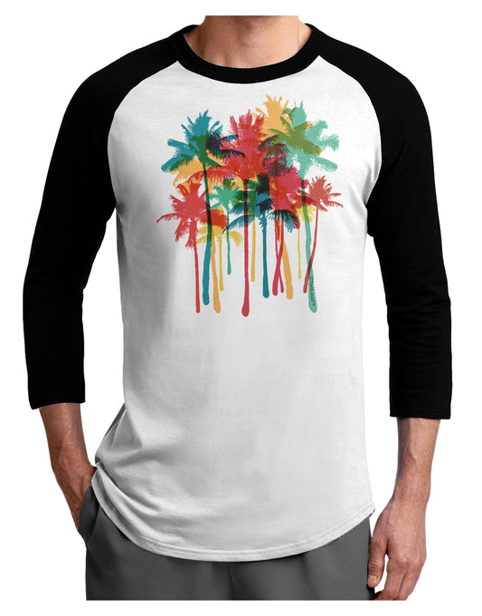Paint Splash Palm Trees Adult Raglan Shirt-Raglan Shirt-TooLoud-White-Black-X-Small-Davson Sales