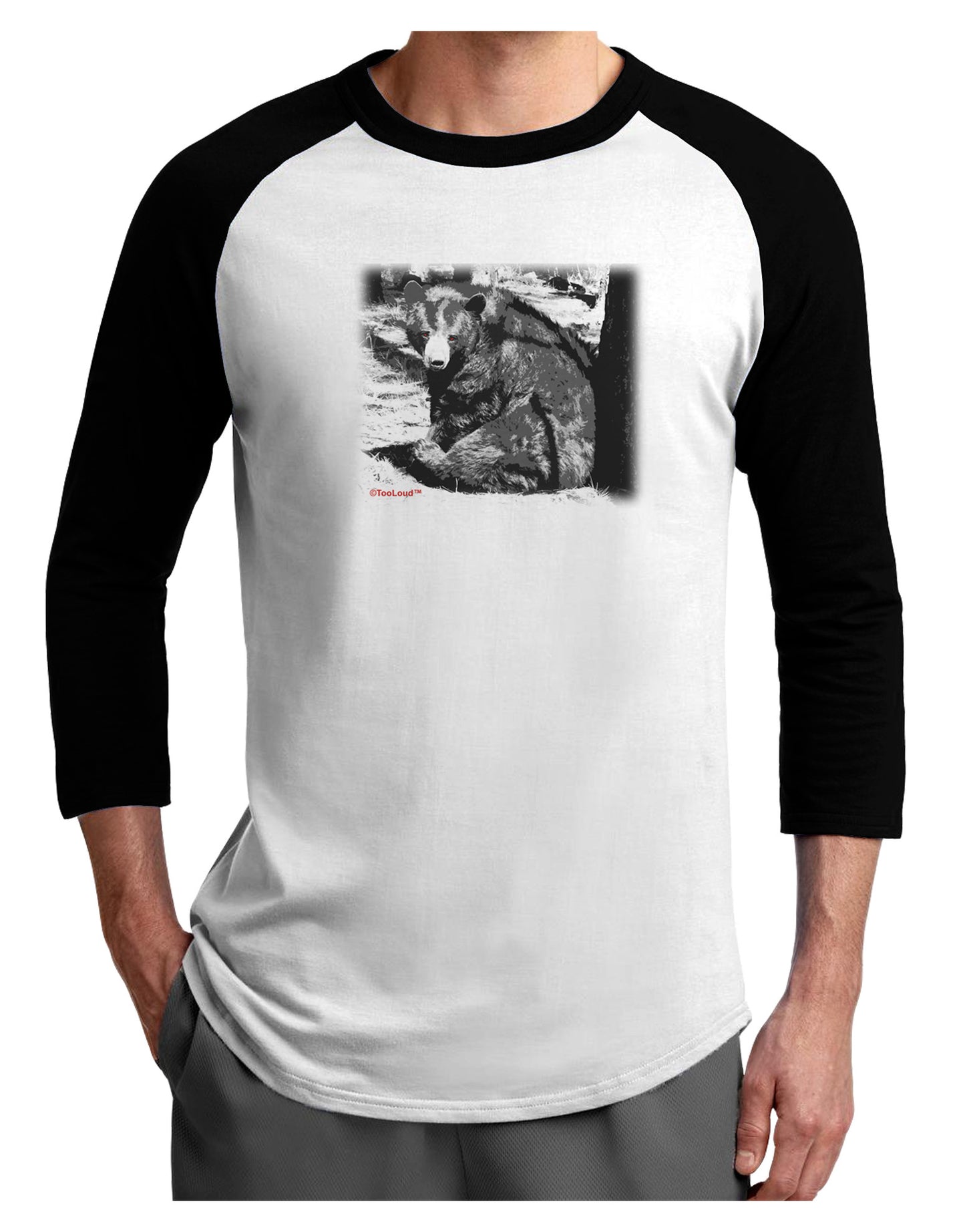 Creepy Black Bear Adult Raglan Shirt-Raglan Shirt-TooLoud-White-Black-X-Small-Davson Sales