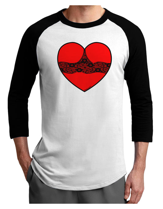 Black Lace Panty Heart Adult Raglan Shirt-Raglan Shirt-TooLoud-White-Black-X-Small-Davson Sales